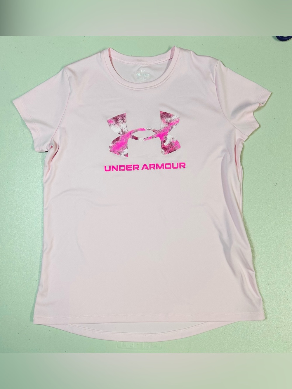 Under Armour White Tee with Hot Pink Logo